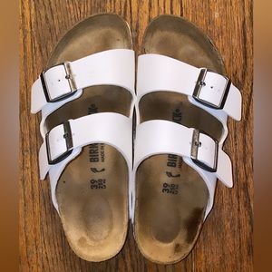 Worn for a week…white leather Birkenstock